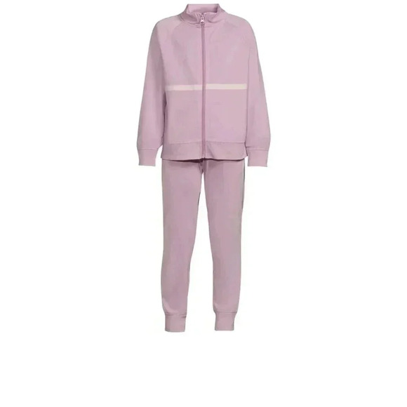 Athletic Works Girls Two-Tone Sweat Jacket & jogger Pants - Picture 1 of 11